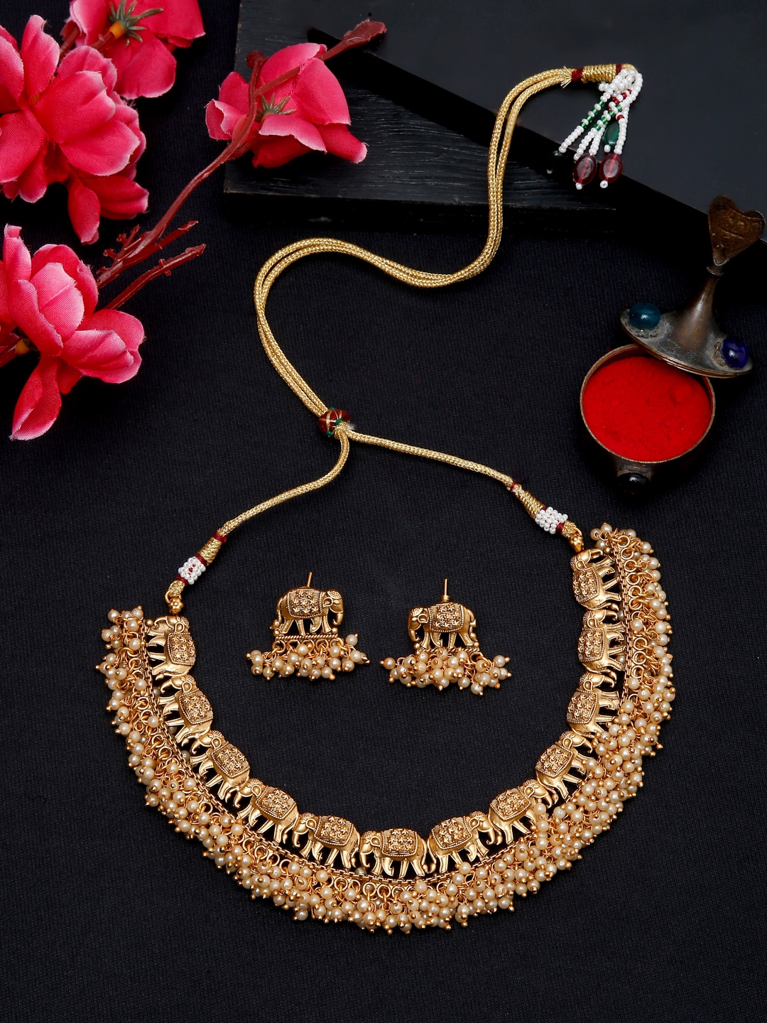 YouBella Jewellery Celebrity Inspired Gold Plated Necklace Jewellery Set for Girls and Women